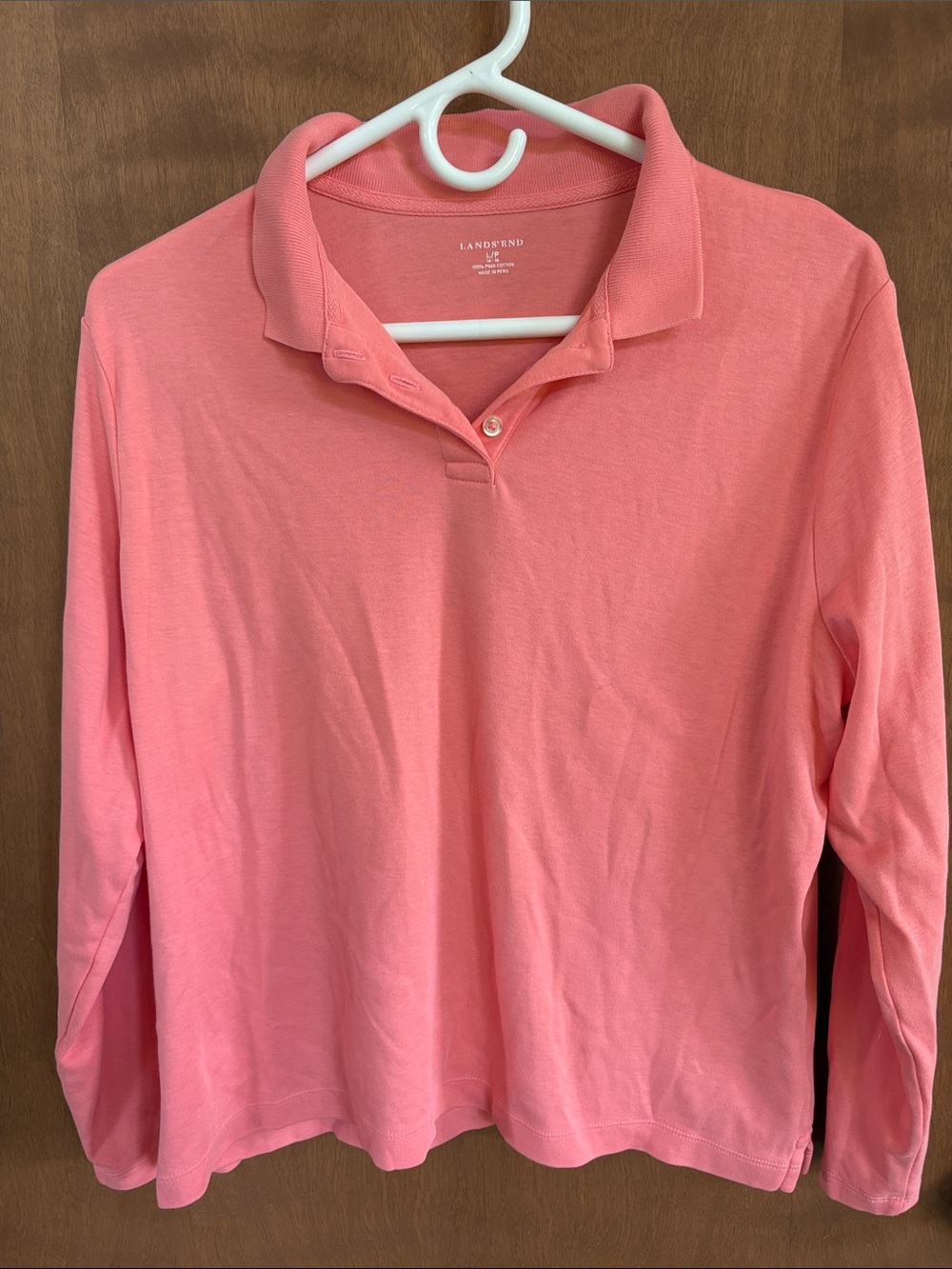 Lands' End Women's Long-Sleeve Polo - Coral